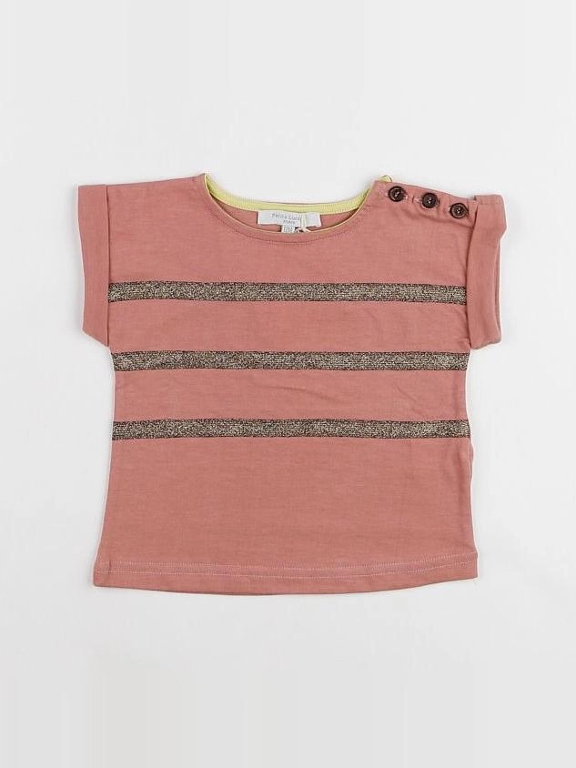 Petite Lucette - tee-shirt rose rayures dorées - 6 mois