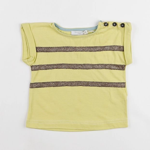 Petite Lucette - tee-shirt jaune rayures dorées - 9 mois