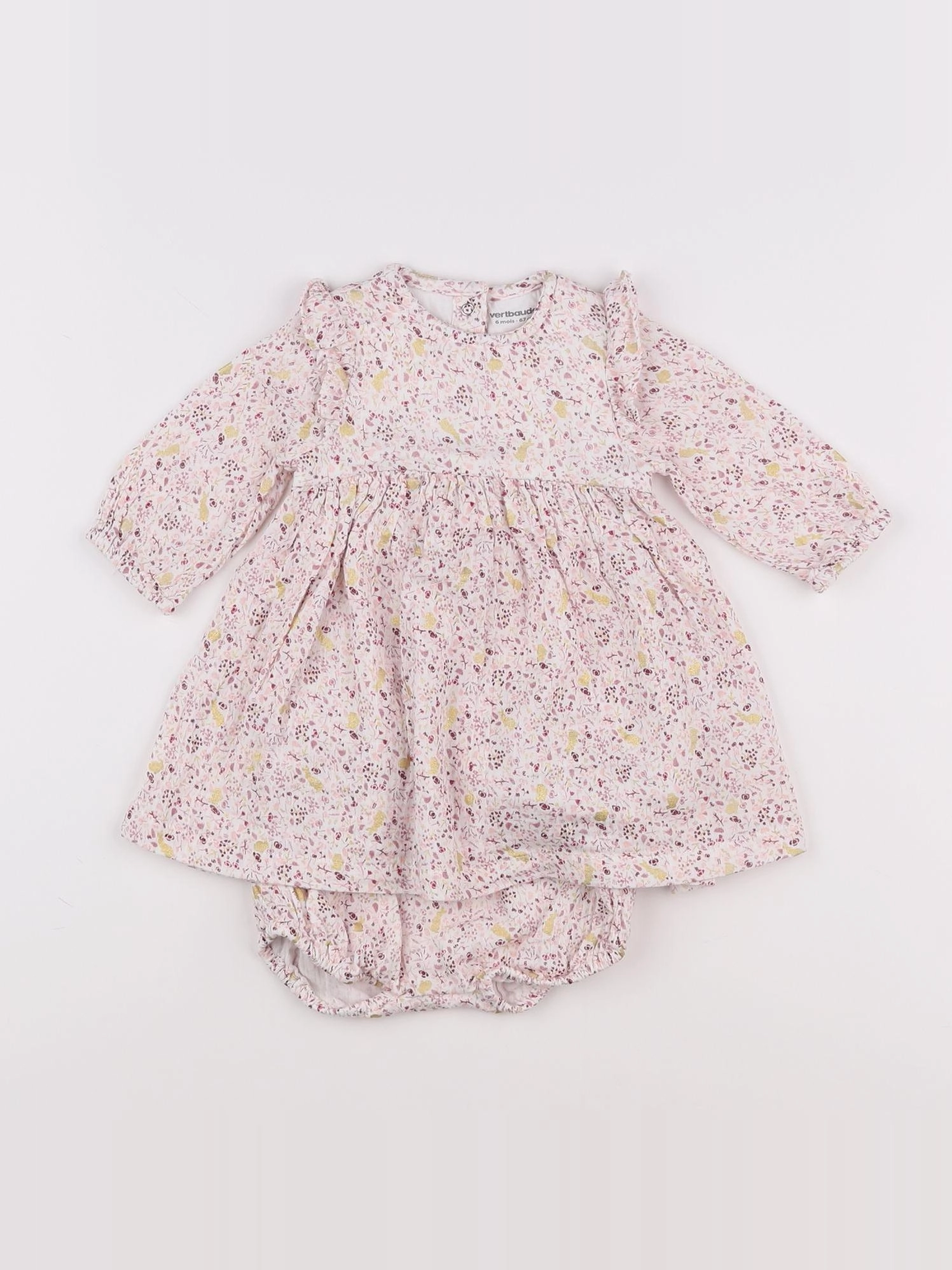 Vertbaudet - robe rose, blanc - 6 mois