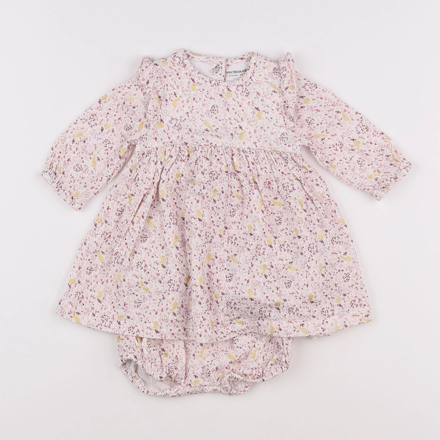 Vertbaudet - robe rose, blanc - 6 mois