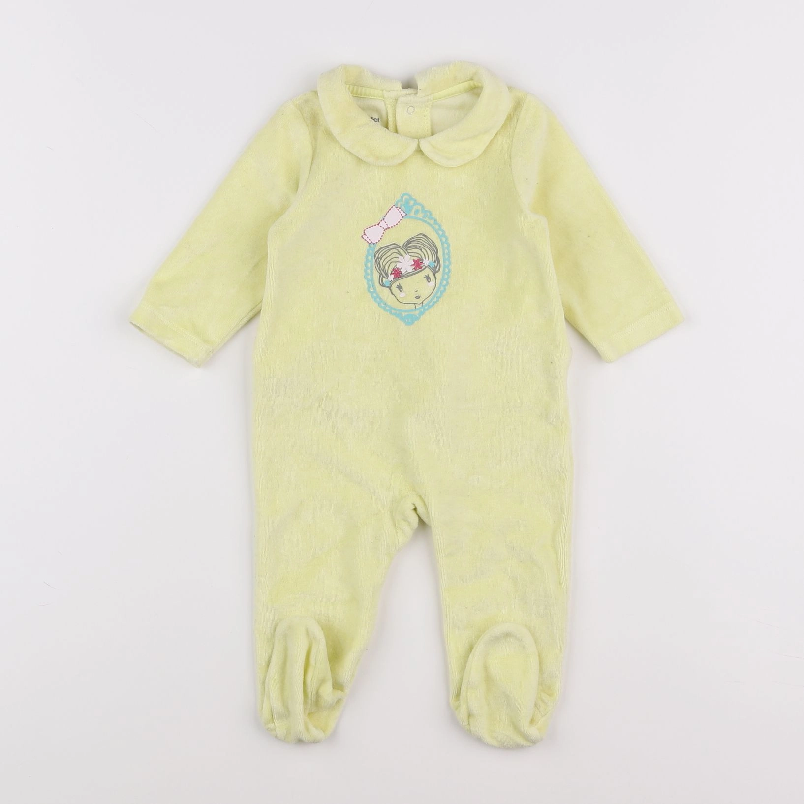 Vertbaudet - pyjama velours jaune - 6 mois