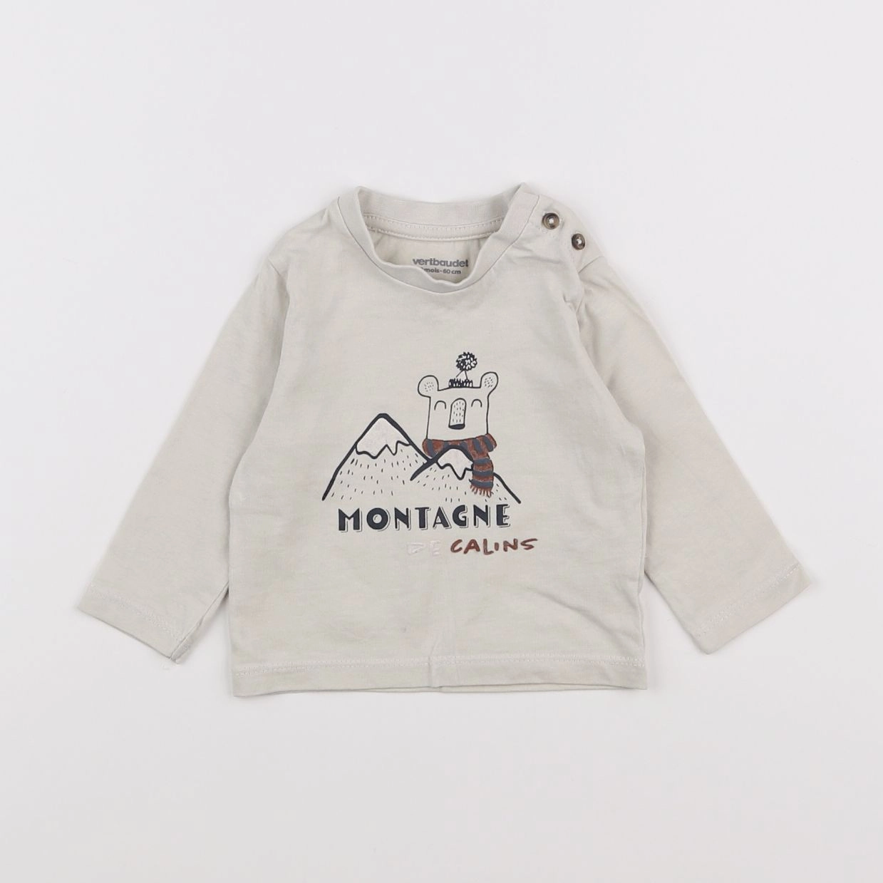 Vertbaudet - tee-shirt beige - 3 mois