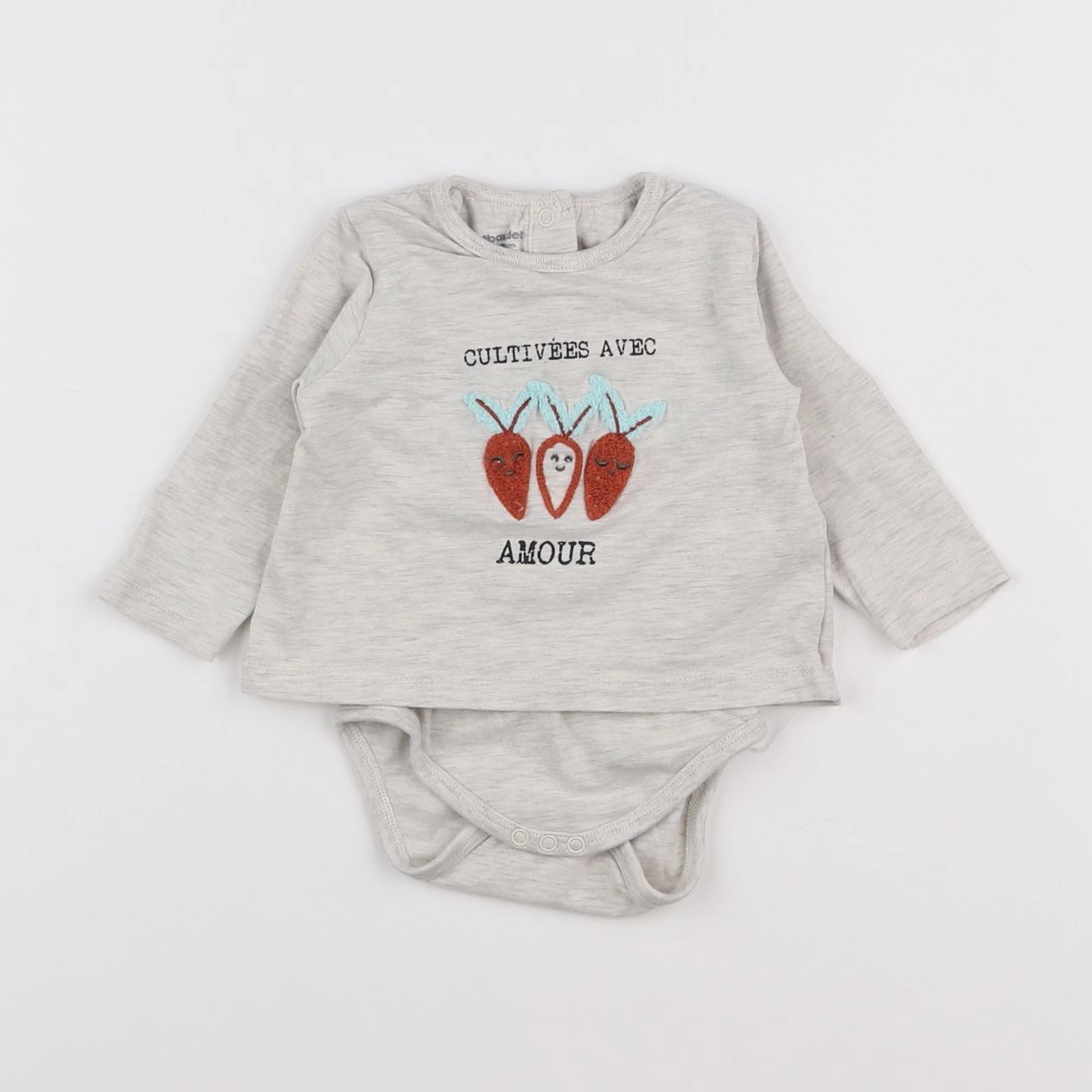 Vertbaudet - body tee-shirt gris - 3 mois
