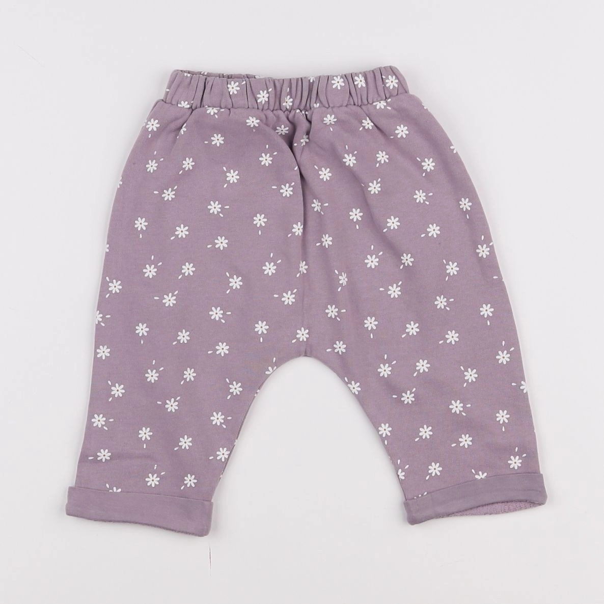 Vertbaudet - sarouel violet, blanc - 6 mois