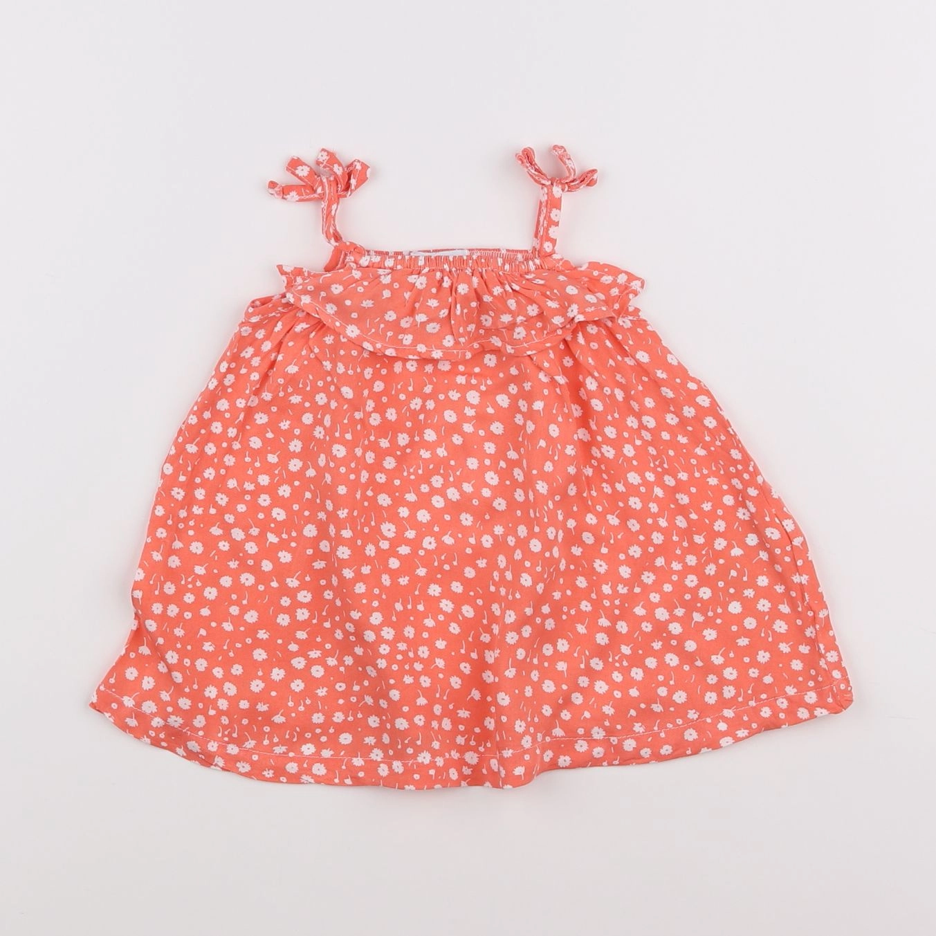 Vertbaudet - robe orange, blanc - 3 mois