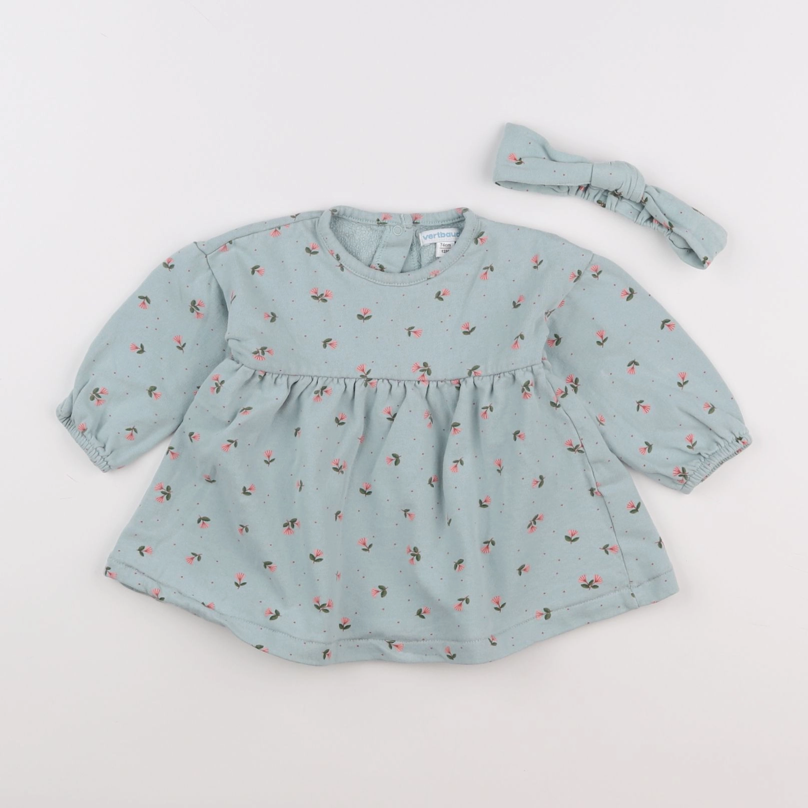 Vertbaudet - robe vert - 12 mois