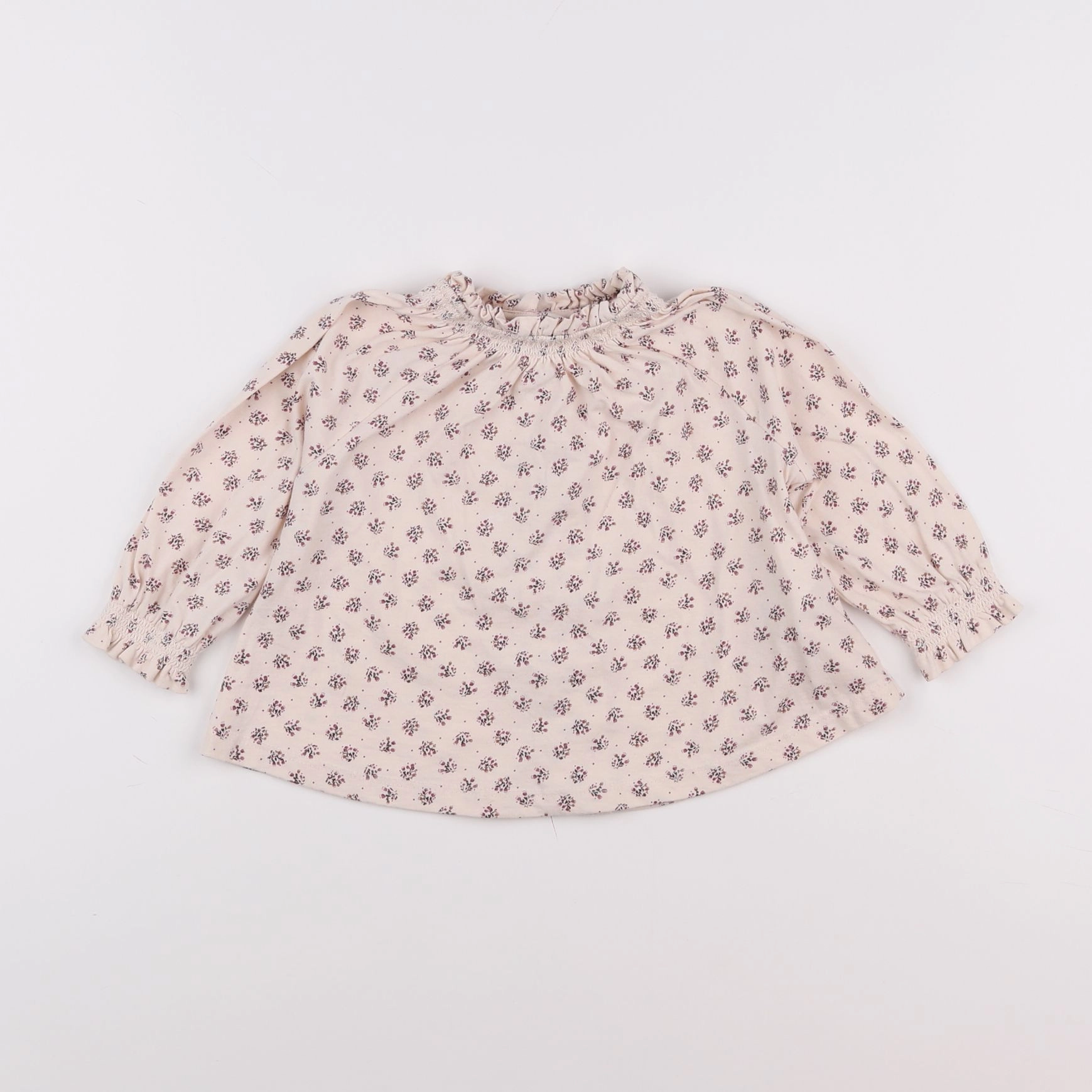 Vertbaudet - blouse beige, rose - 12 mois