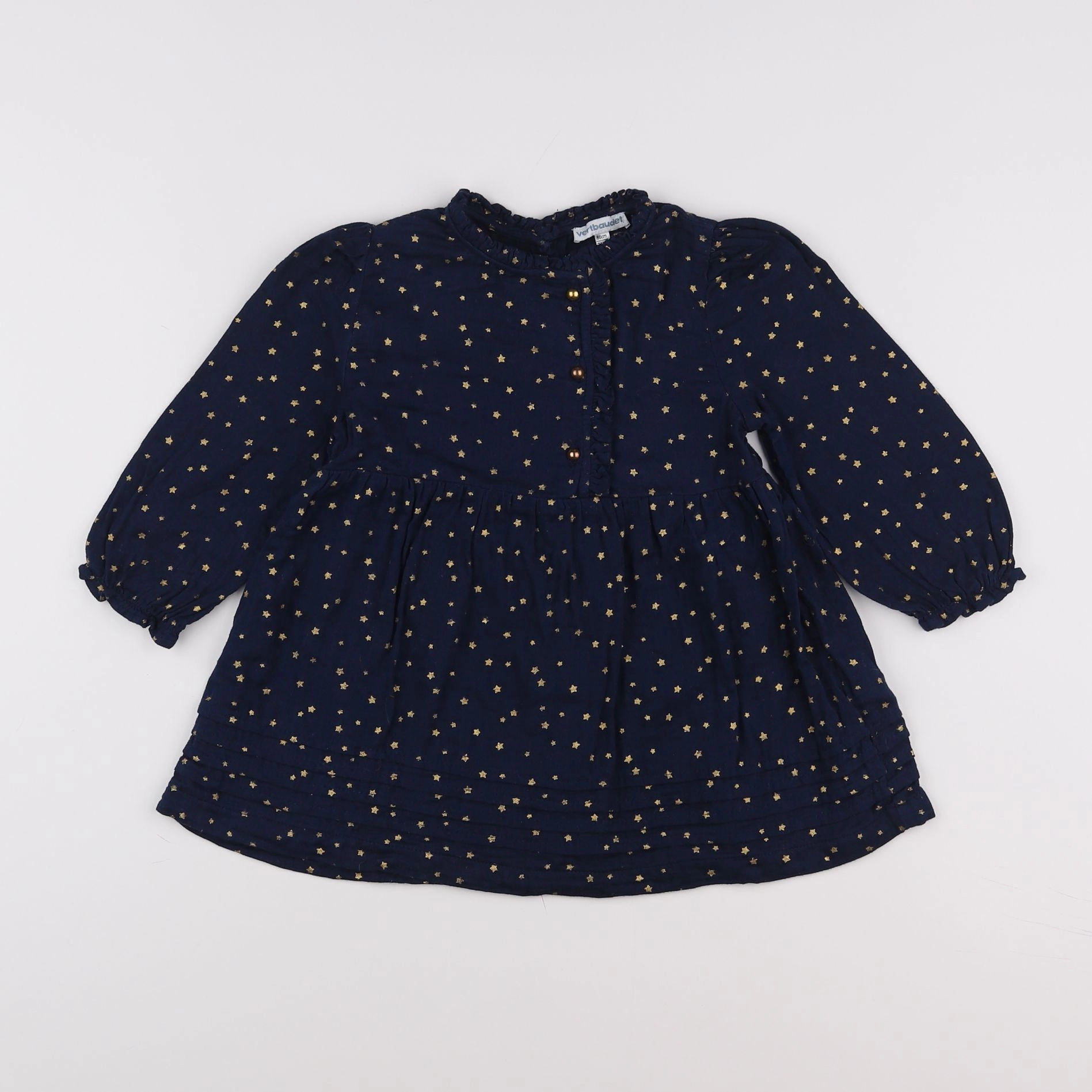 Vertbaudet - robe bleu, or - 2 ans