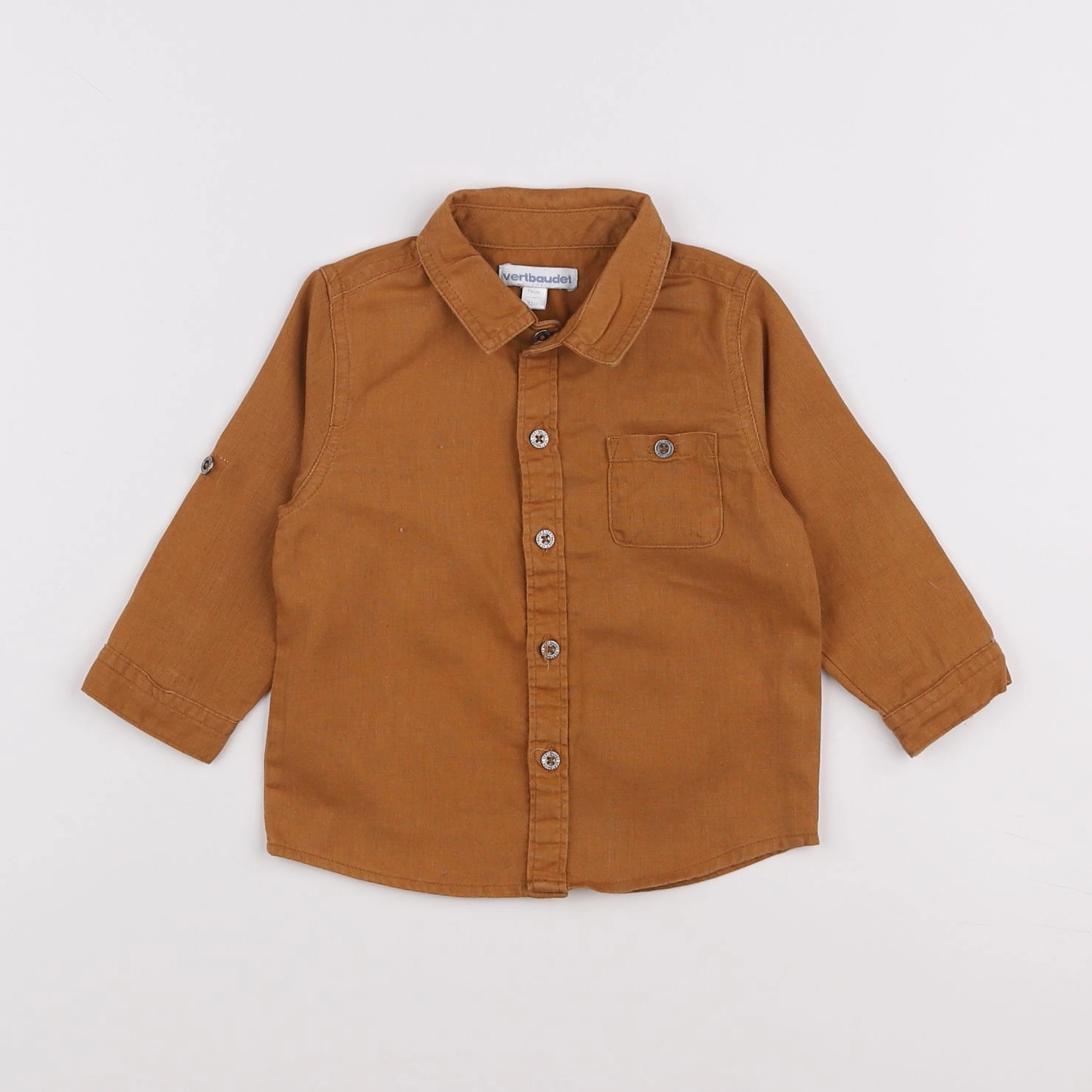 Vertbaudet - chemise marron - 12 mois