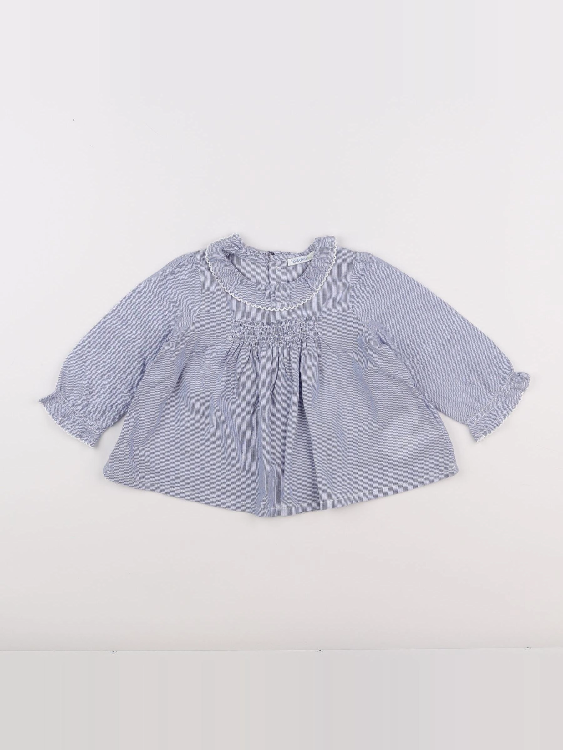 Boutchou - blouse blanc, bleu - 12 mois