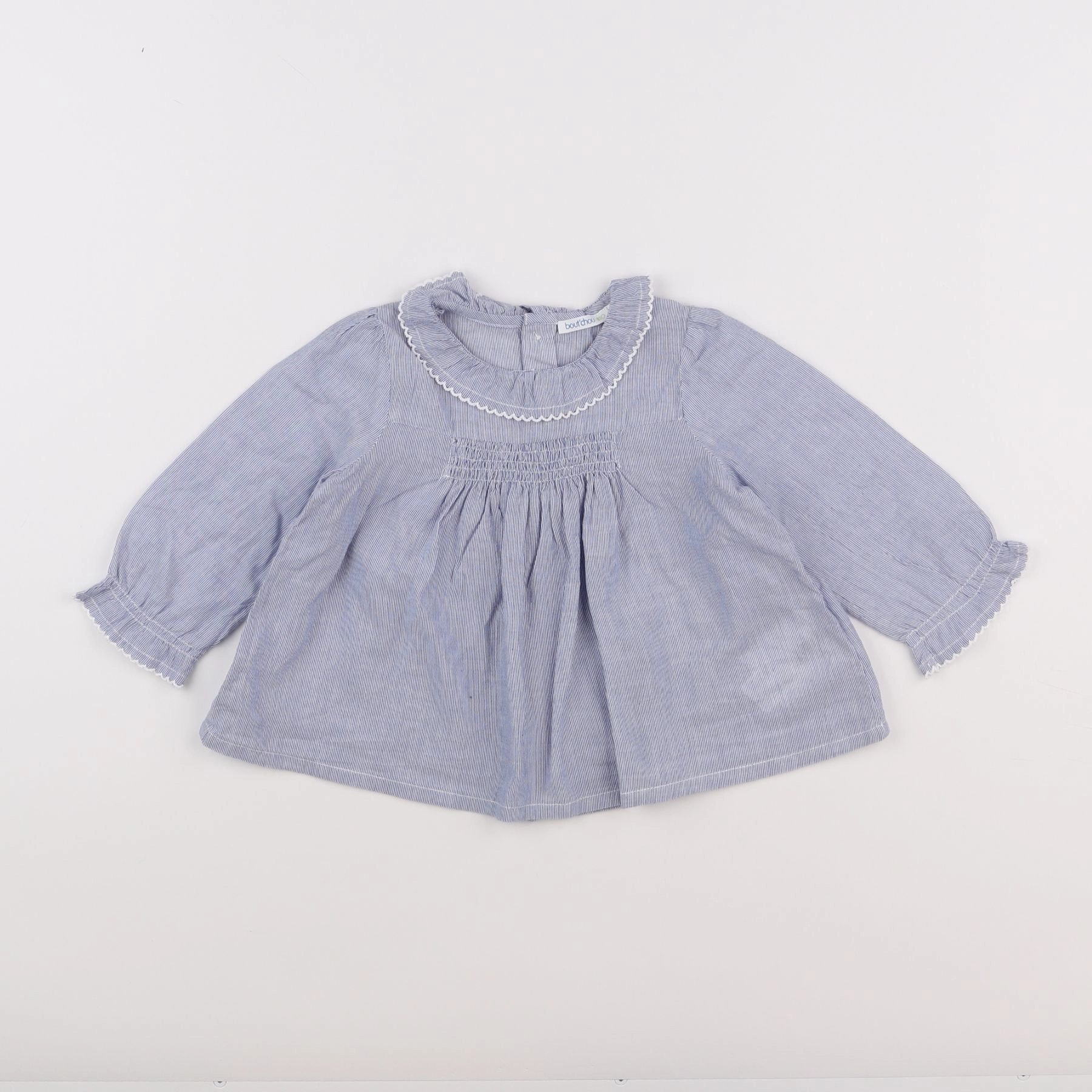 Boutchou - blouse blanc, bleu - 12 mois