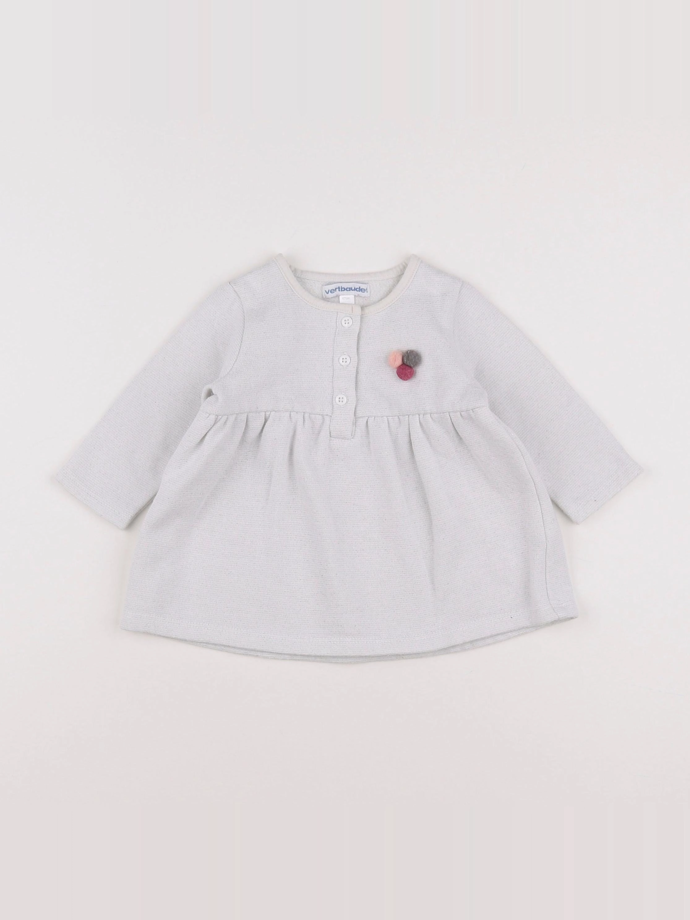 Vertbaudet - robe blanc, argent - 6 mois