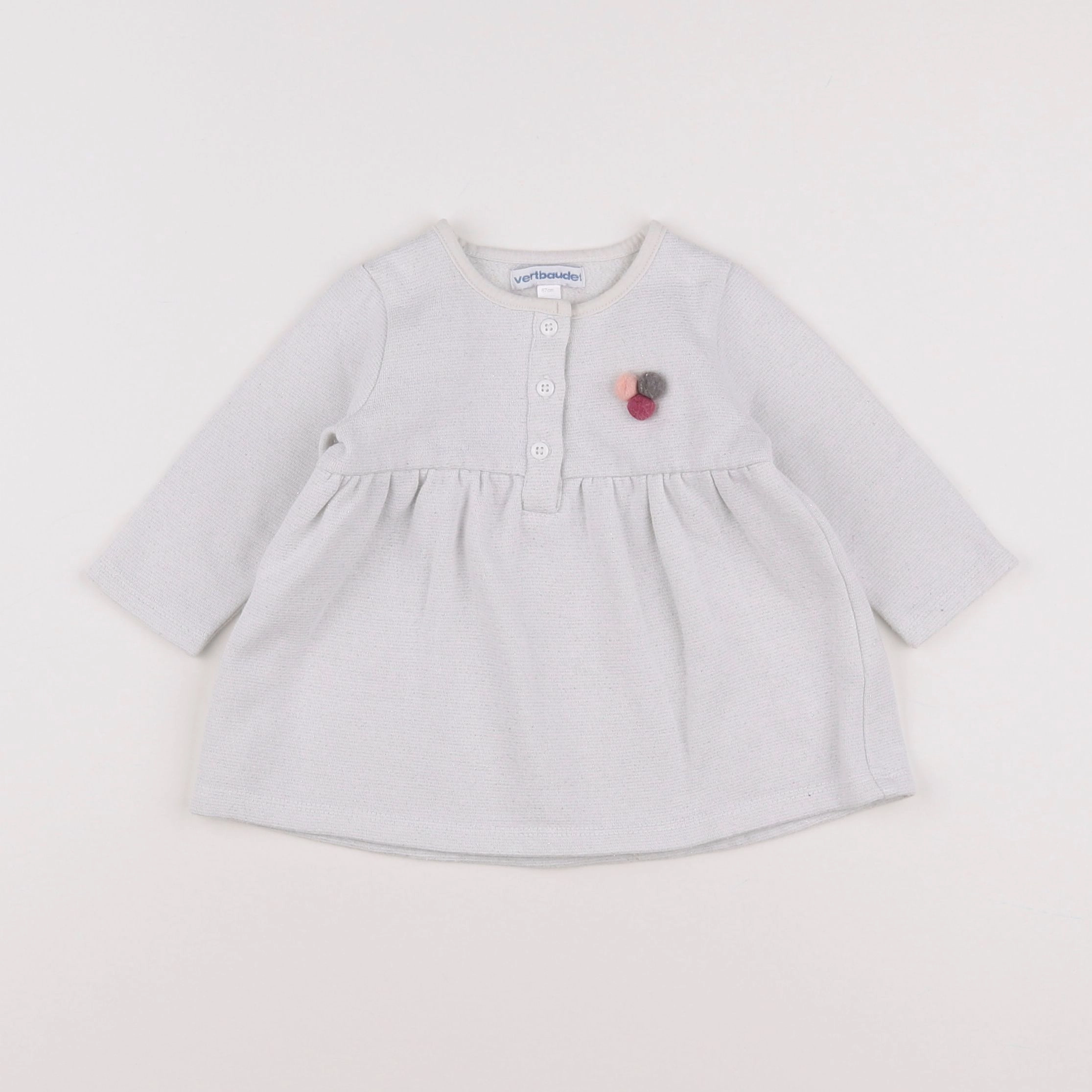 Vertbaudet - robe blanc, argent - 6 mois