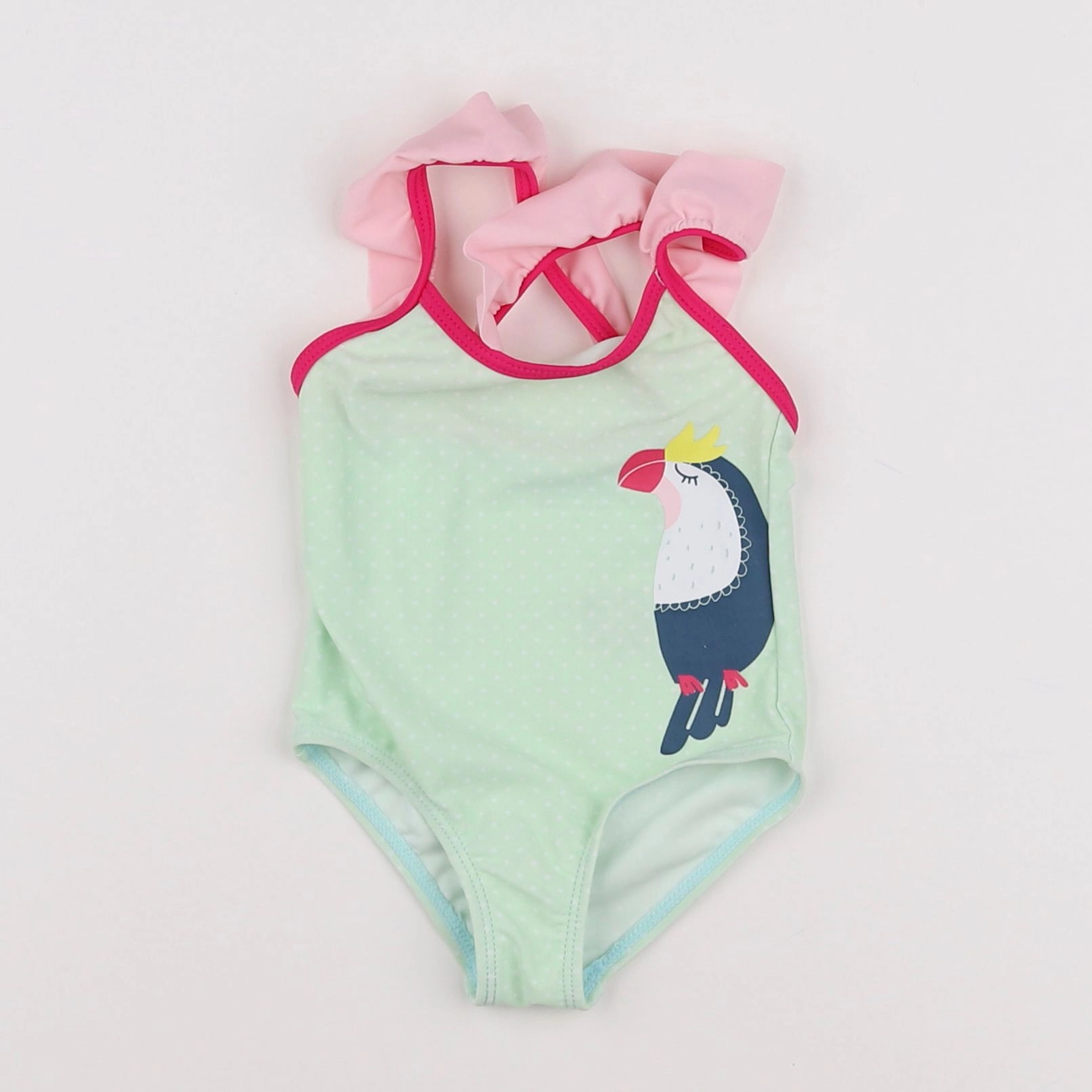 Vertbaudet - maillot de bain vert, rose - 6 mois