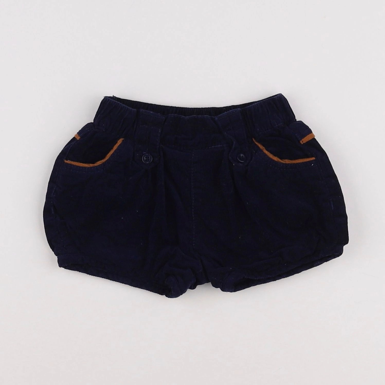 Vertbaudet - short bleu, marron - 9 mois
