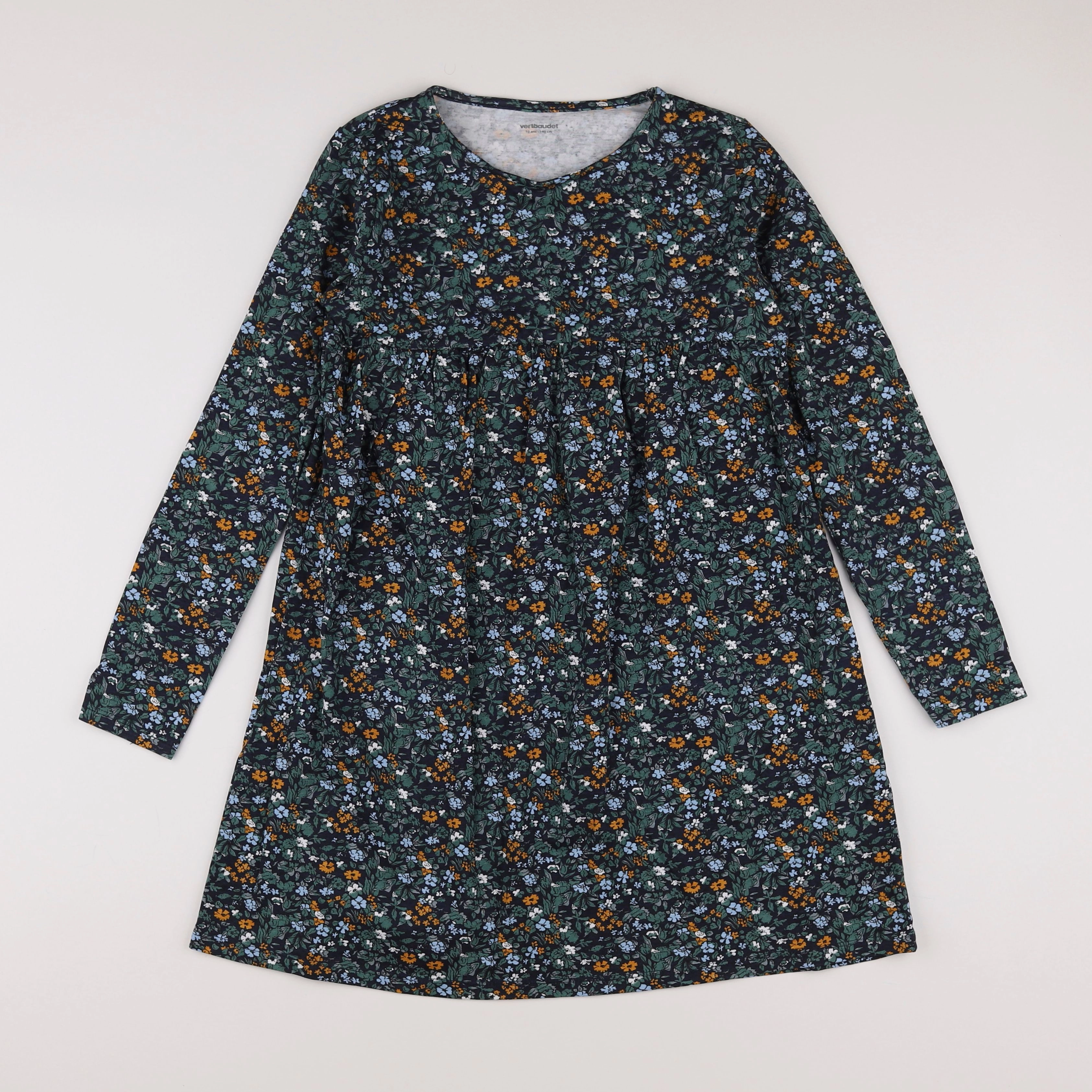 Vertbaudet - robe vert, orange - 10 ans