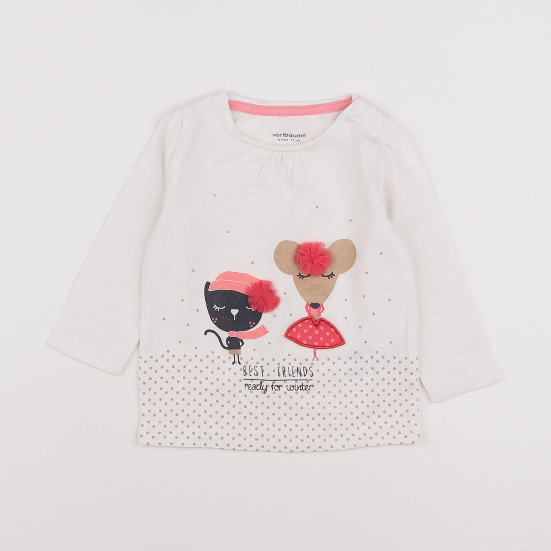 Vertbaudet - tee-shirt blanc - 9 mois