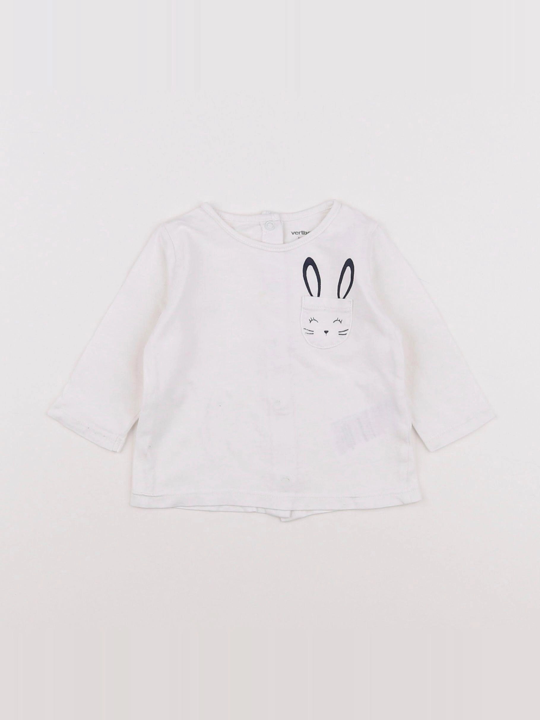 Vertbaudet - tee-shirt blanc - 3 mois