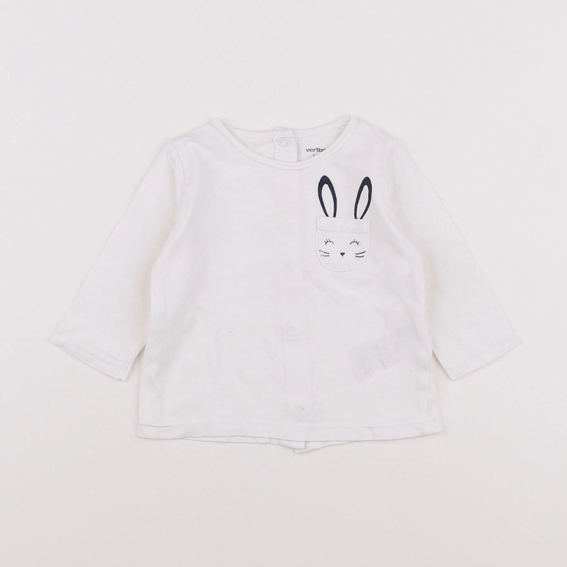 Vertbaudet - tee-shirt blanc - 3 mois