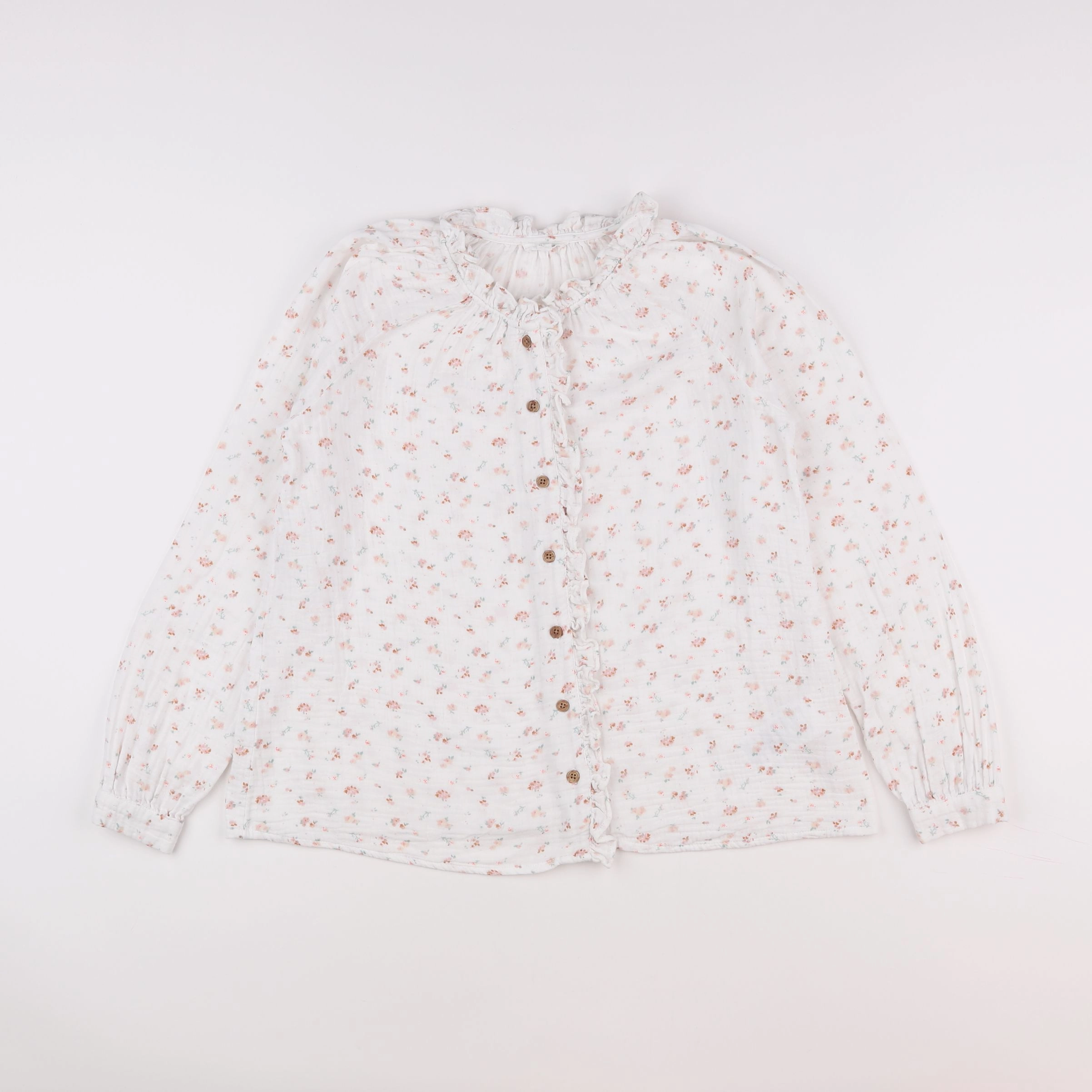 Vertbaudet - blouse blanc, marron - 12 ans