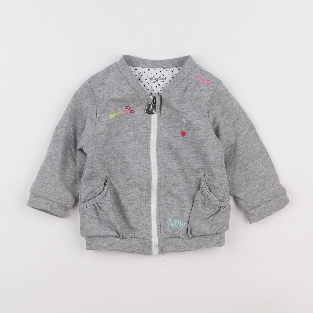 Vertbaudet - sweat gris - 6 mois