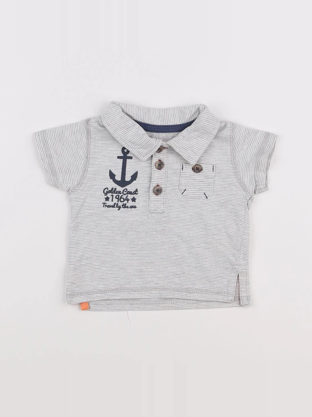 Vertbaudet - polo gris - 3 mois
