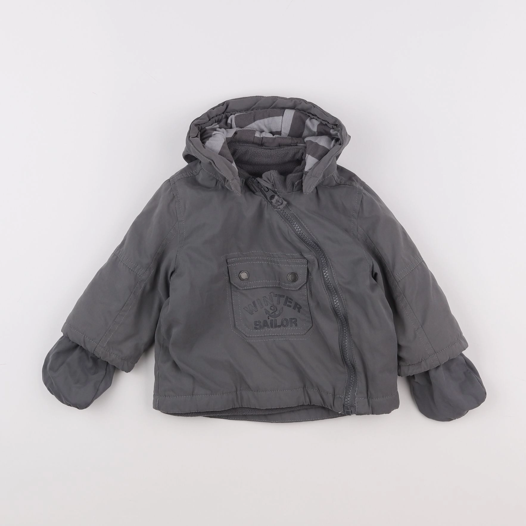 Vertbaudet - parka gris - 12 mois