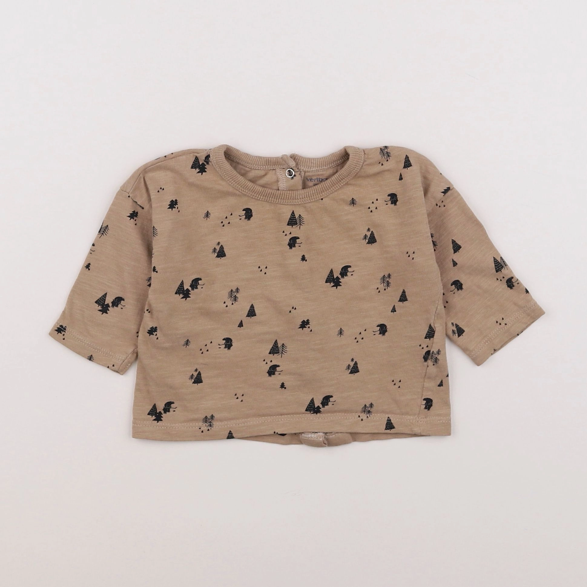 Vertbaudet - tee-shirt beige, noir - 6 mois