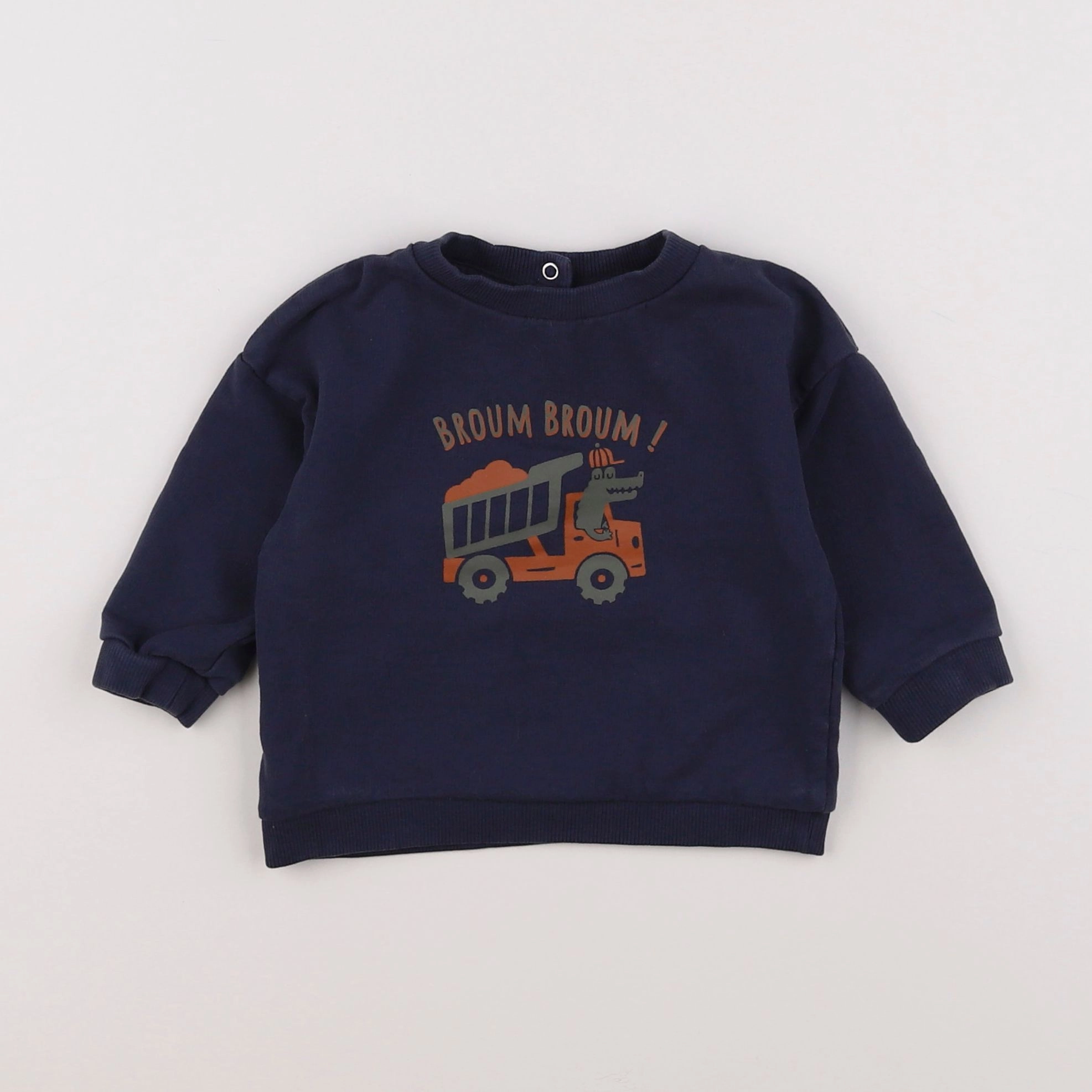 Vertbaudet - sweat bleu, marron - 9 mois