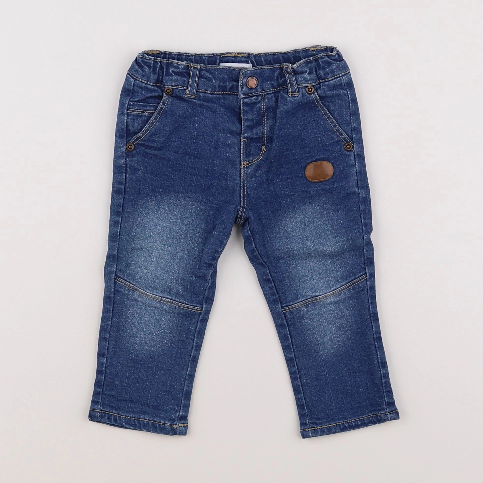 Vertbaudet - jean doublé bleu - 9 mois