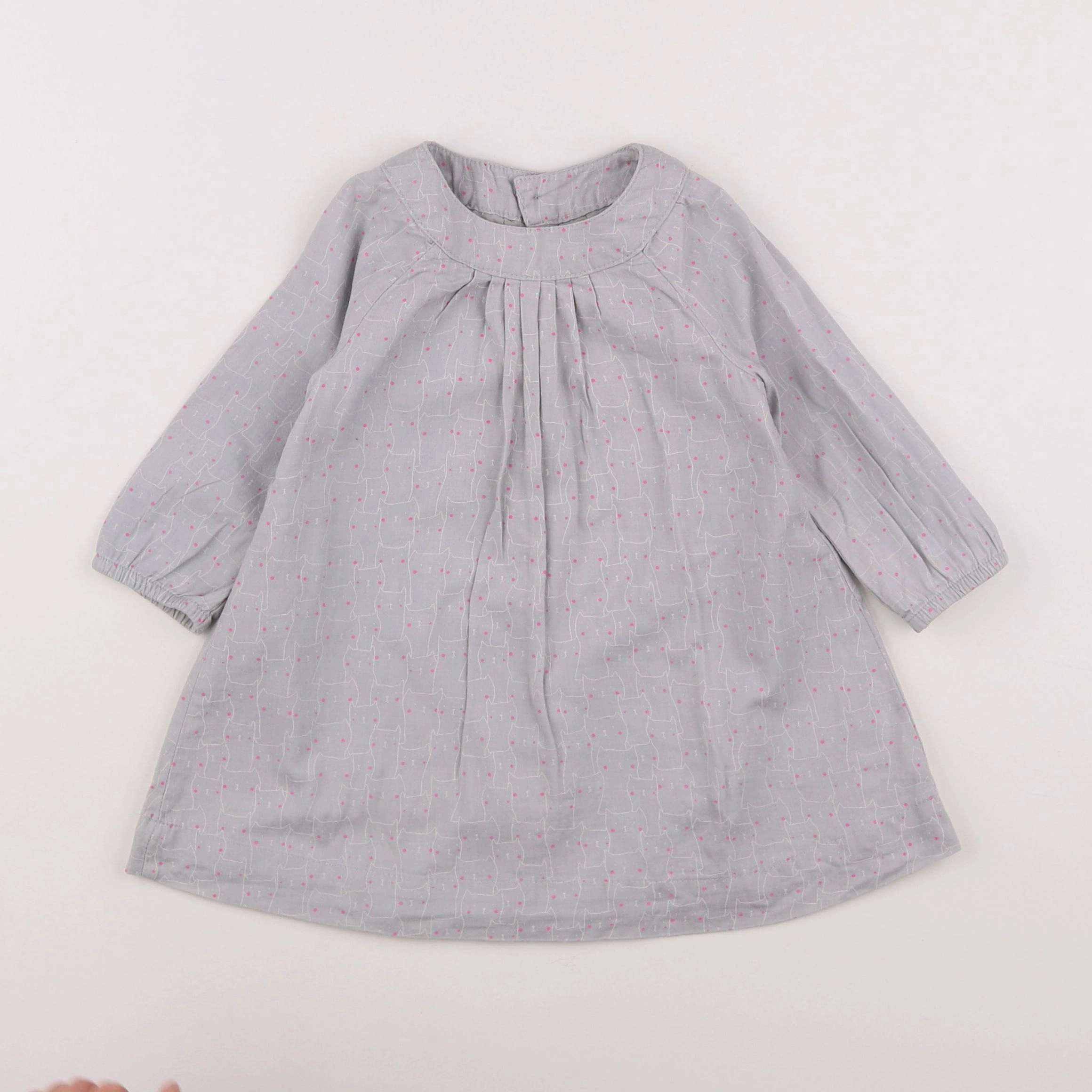 Vertbaudet - robe gris, rose - 12 mois