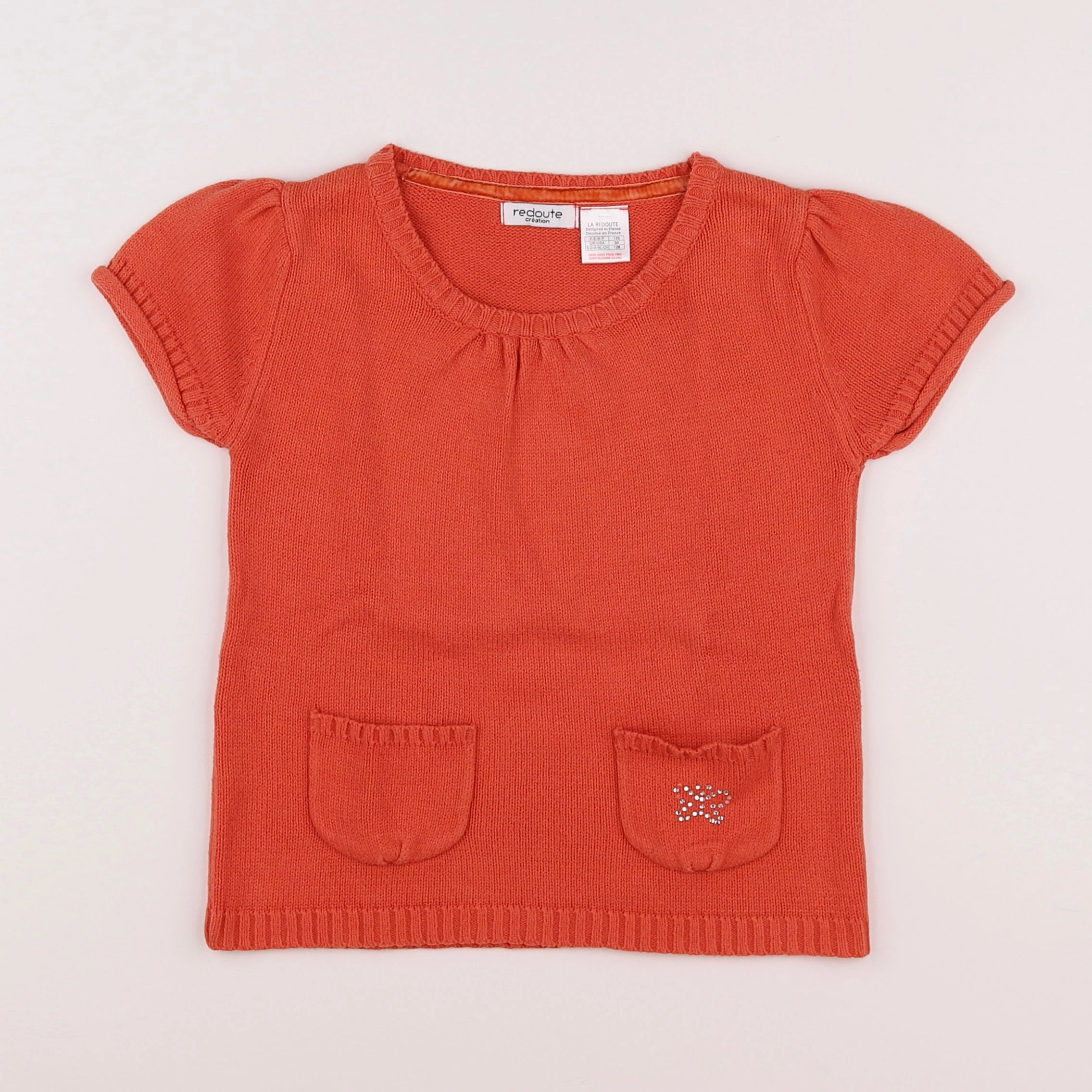 La Redoute - pull orange - 7/8 ans