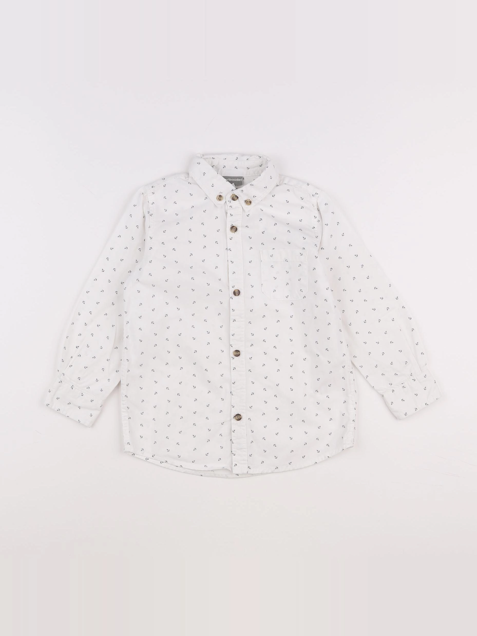 Vertbaudet - chemise blanc, bleu - 5 ans