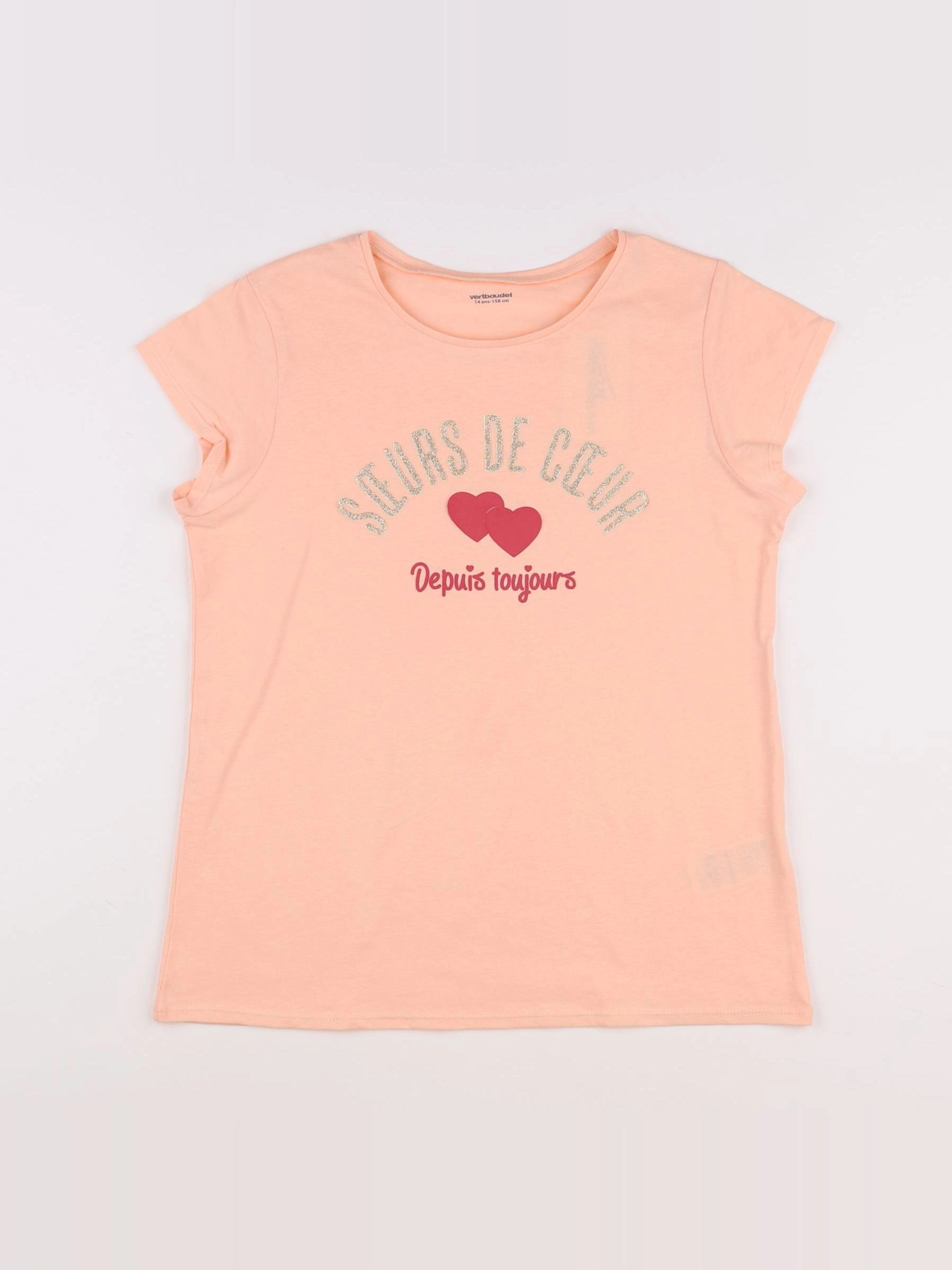 Vertbaudet - tee-shirt rose, or - 14 ans