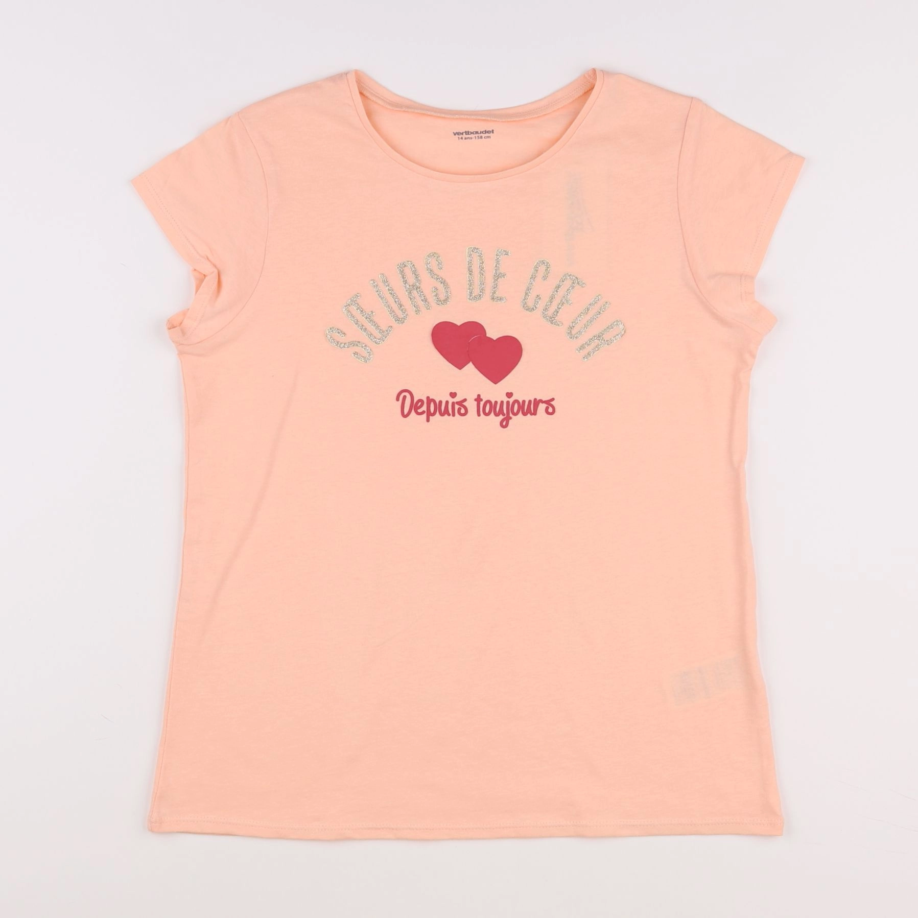 Vertbaudet - tee-shirt rose, or - 14 ans
