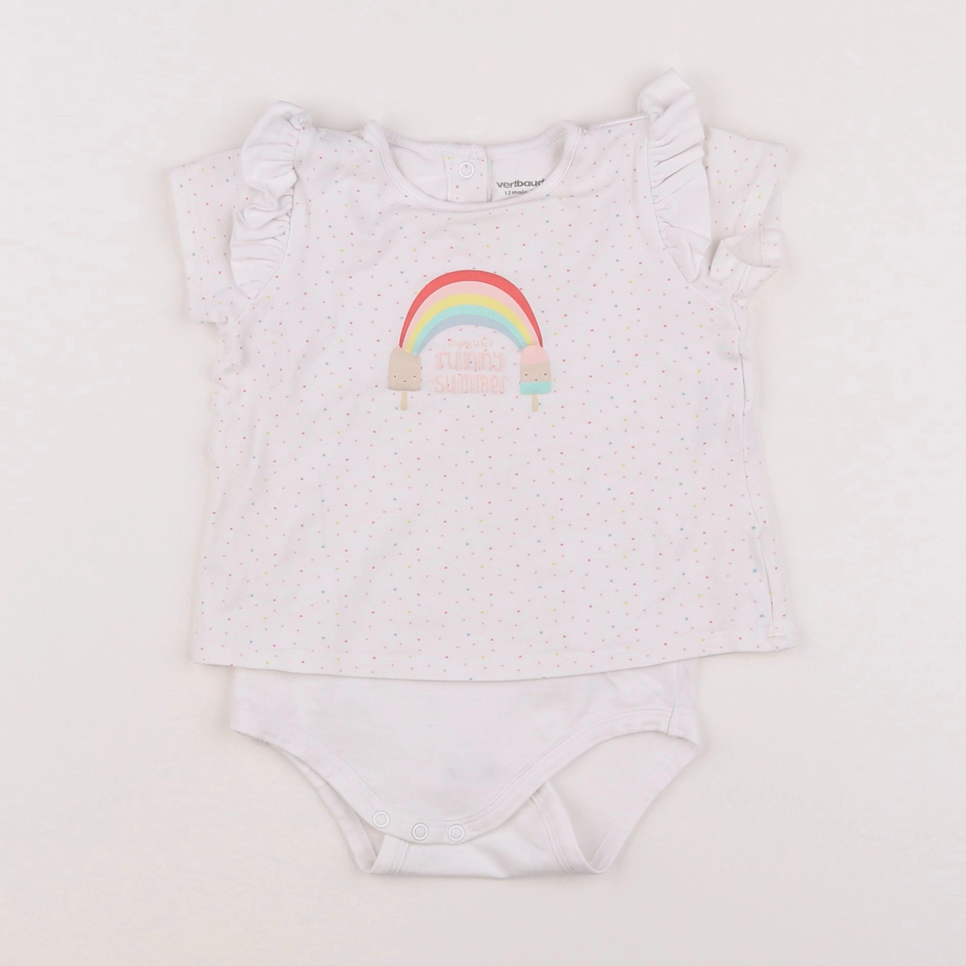 Vertbaudet - body tee-shirt blanc - 12 mois