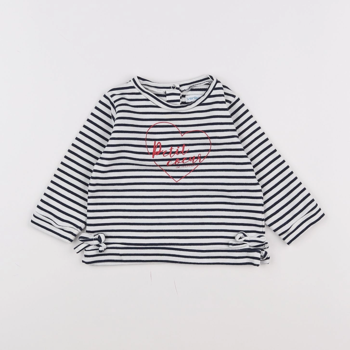 Vertbaudet - sweat blanc, bleu - 12 mois