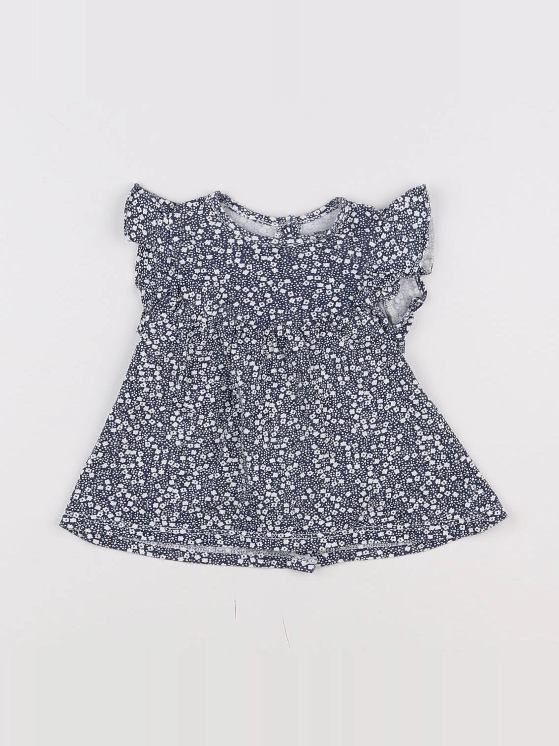 Vertbaudet - tee-shirt bleu, blanc - 6 mois