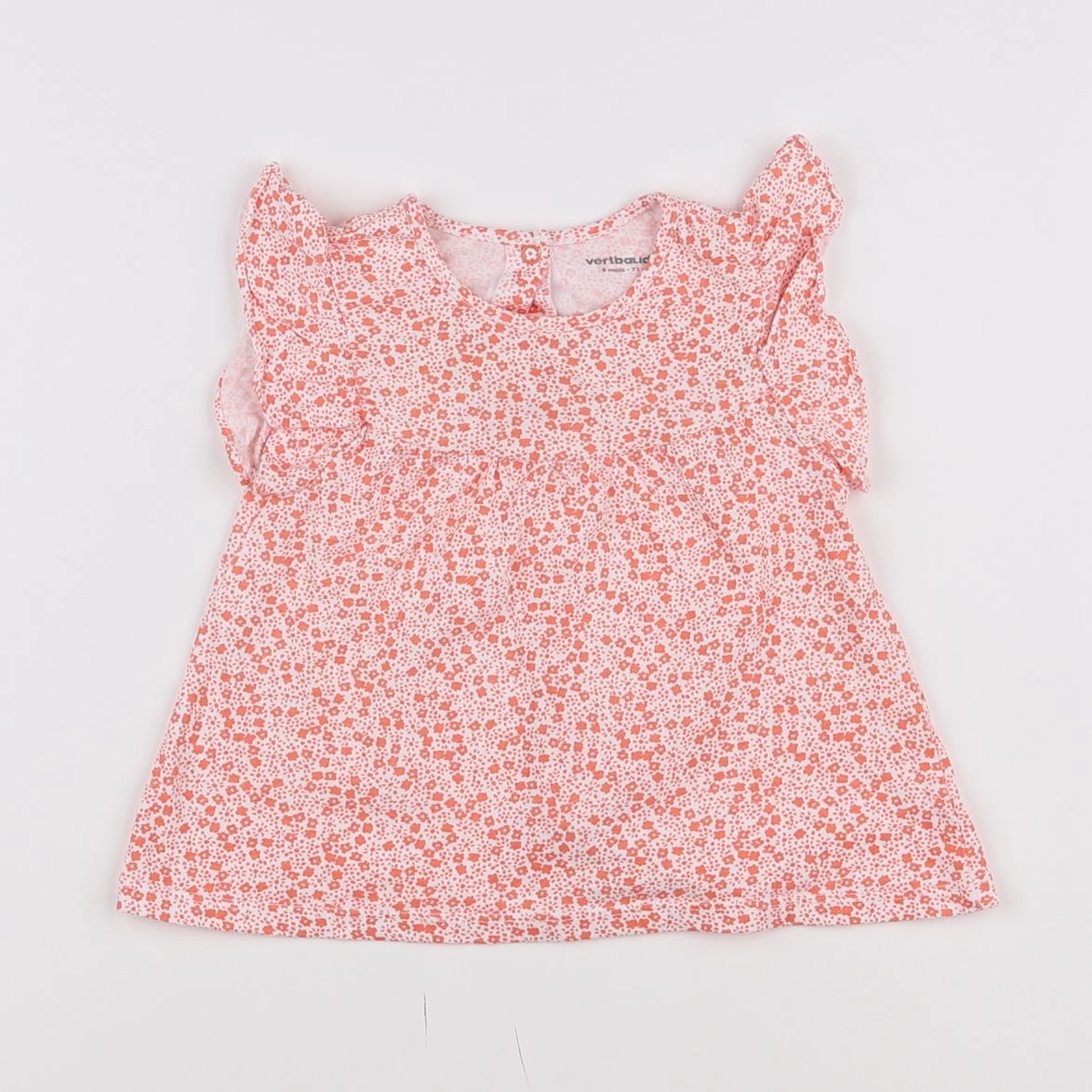 Vertbaudet - tee-shirt blanc, orange - 9 mois