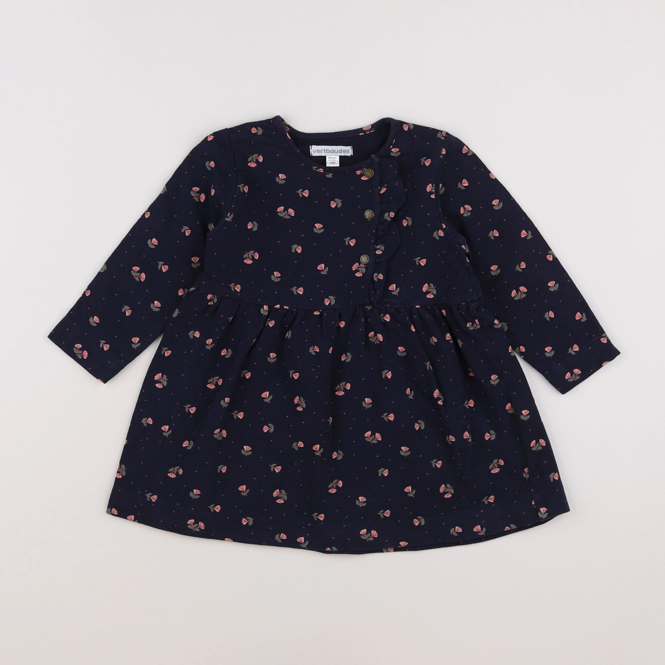 Vertbaudet - robe bleu, multicolore - 18 mois