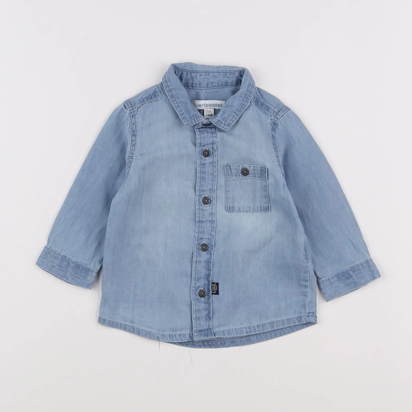 Vertbaudet - chemise bleu - 9 mois