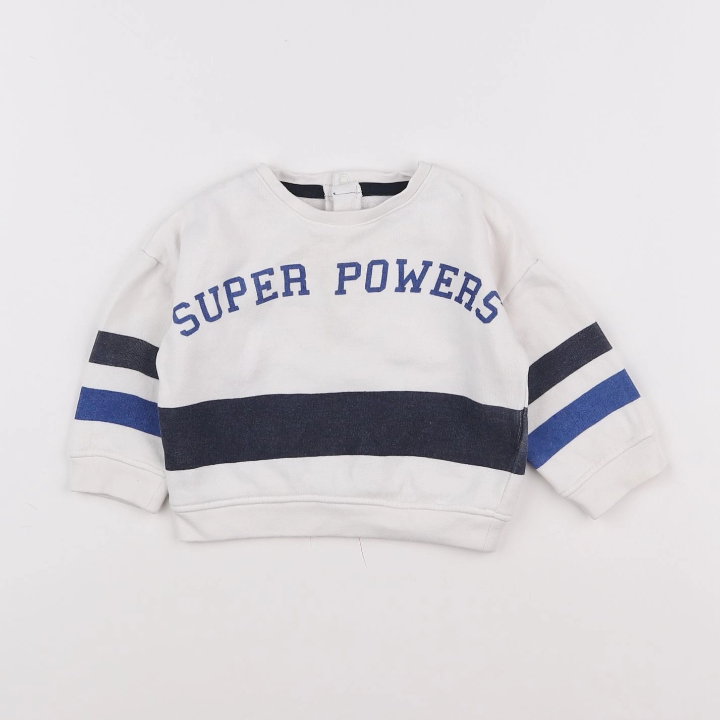 Vertbaudet - sweat bleu, blanc - 9 mois