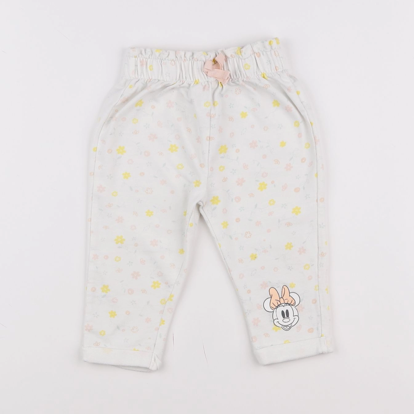 Vertbaudet - pantalon blanc, jaune - 18 mois