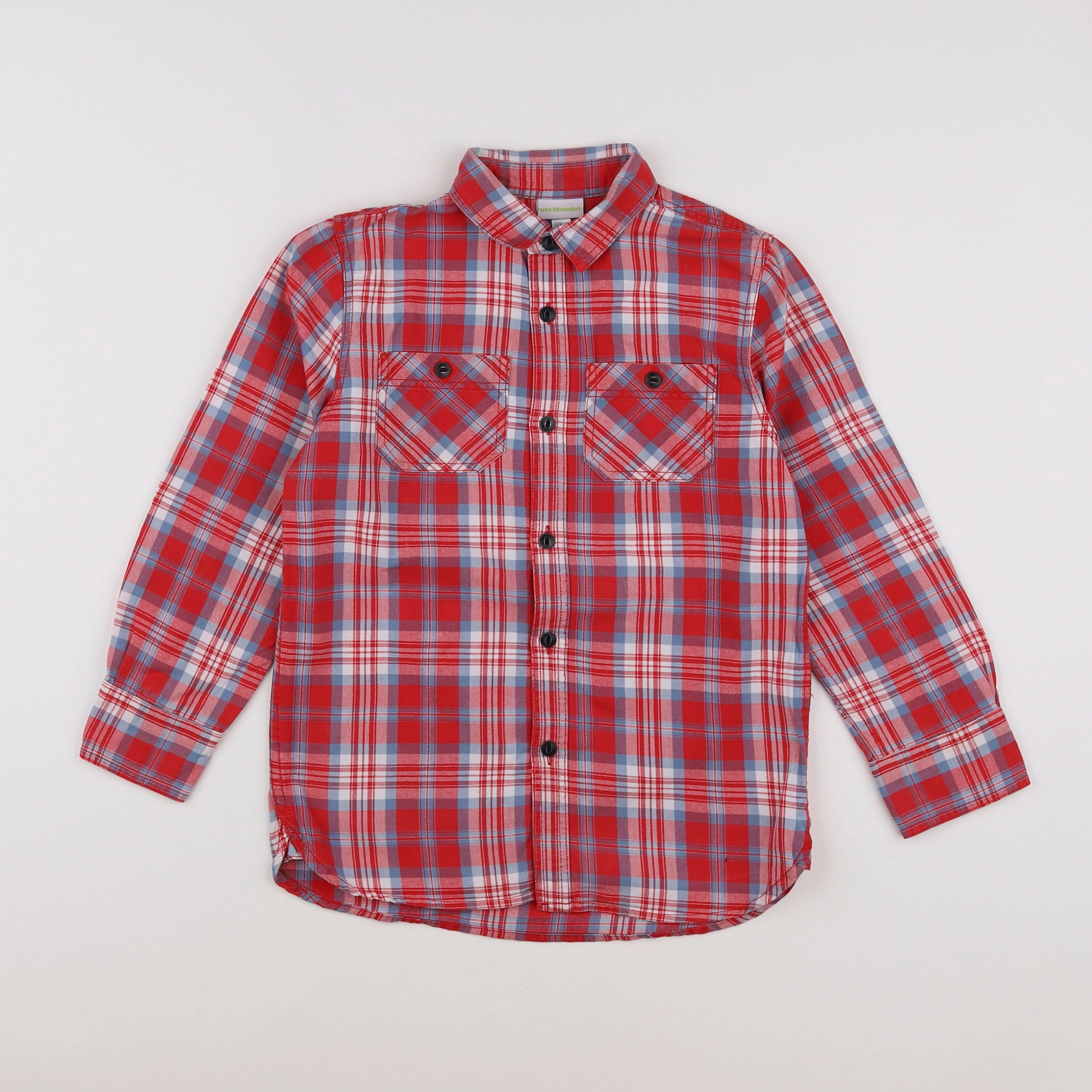 Vertbaudet - chemise blanc, rouge - 8 ans