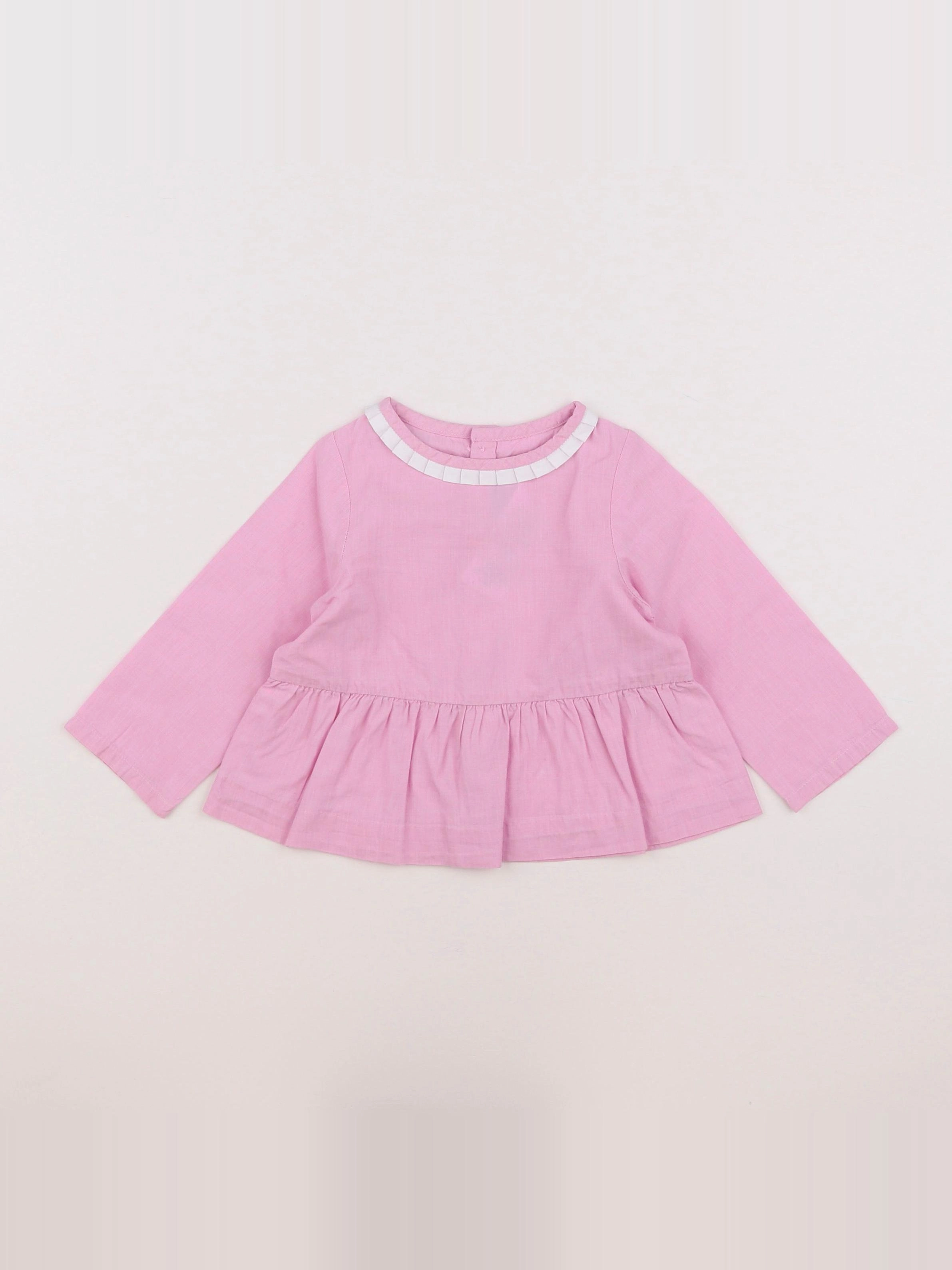 Jacadi - blouse blanc, rose - 12 mois