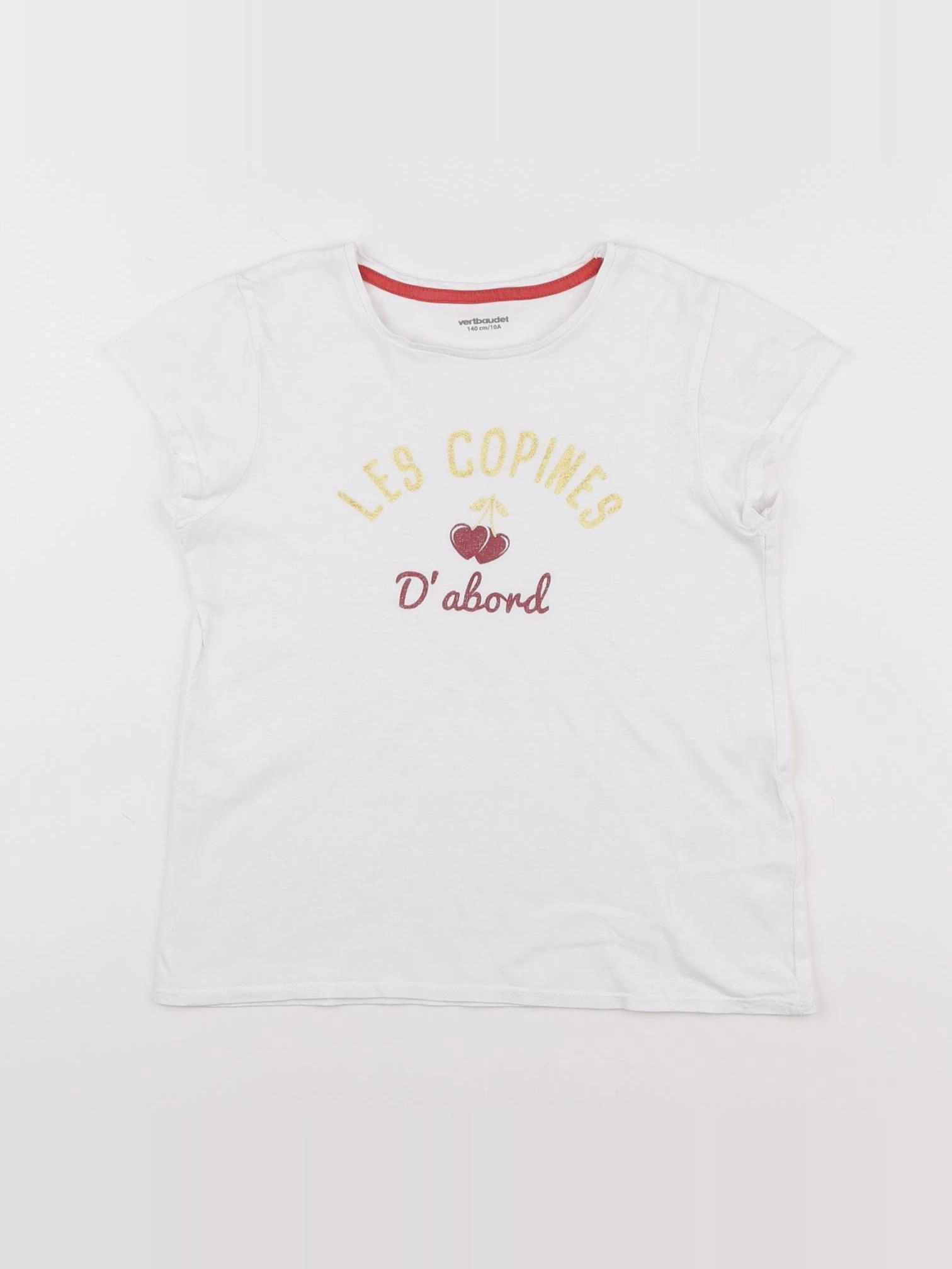 Vertbaudet - tee-shirt blanc, or - 10 ans