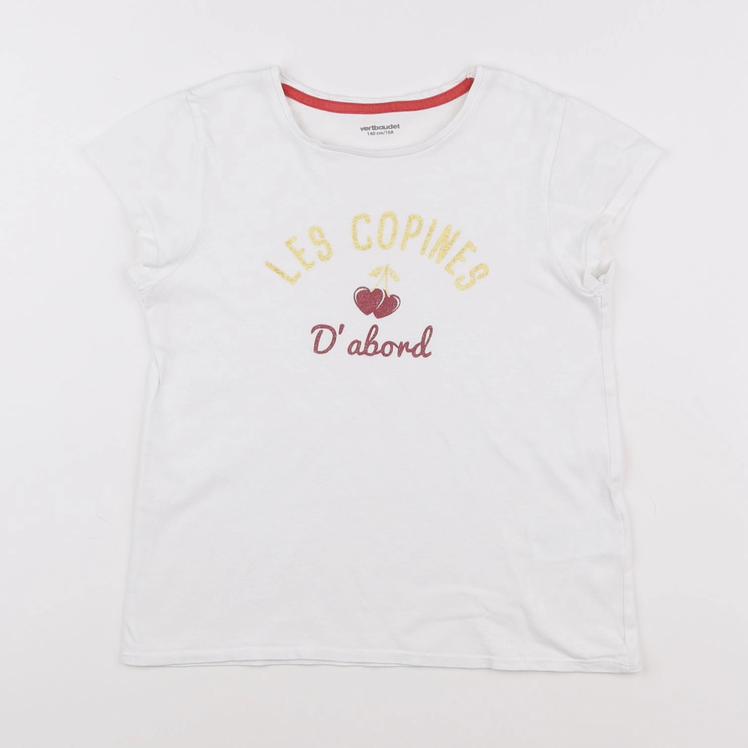 Vertbaudet - tee-shirt blanc, or - 10 ans