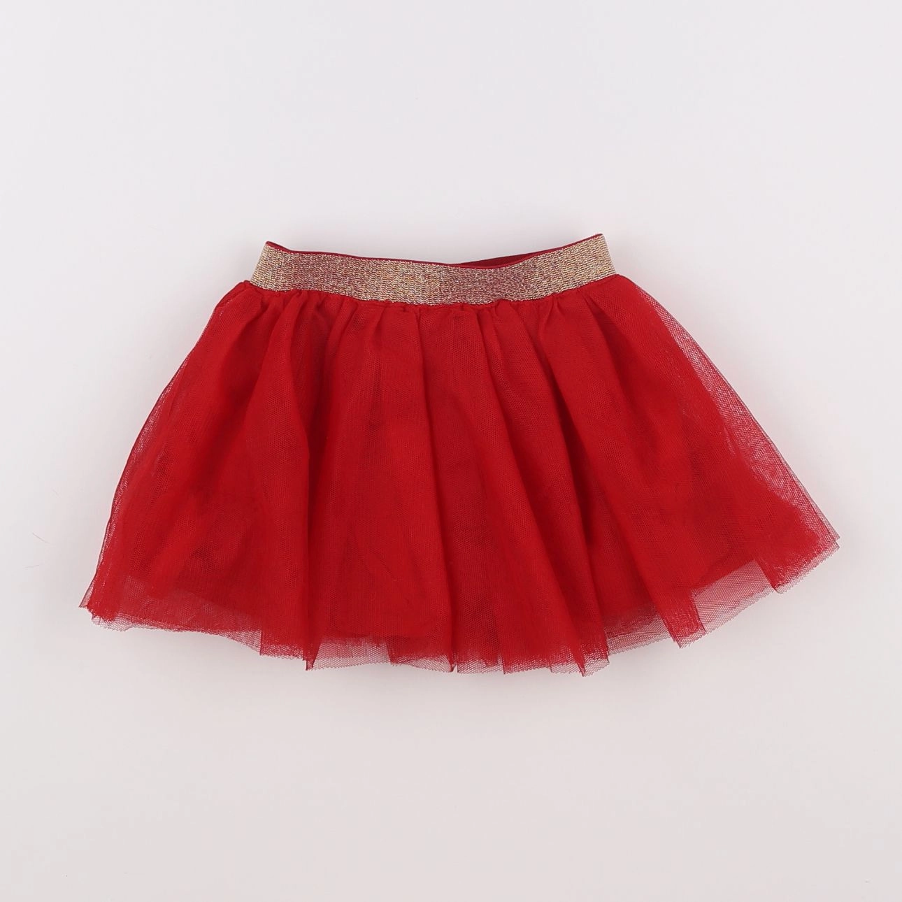 Vertbaudet - jupe rouge, or - 18 mois
