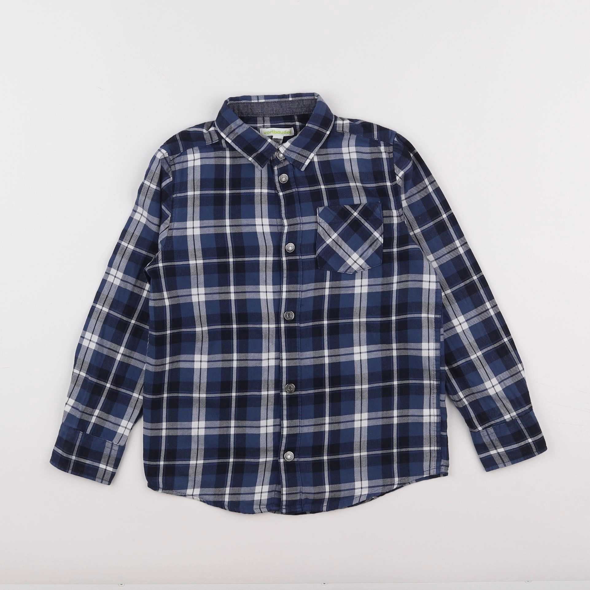 Vertbaudet - chemise imprimé au dos bleu, blanc - 8 ans