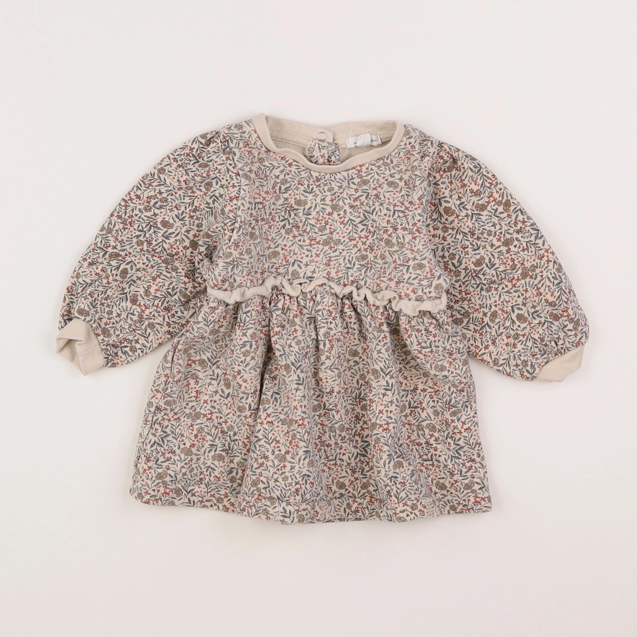Vertbaudet - robe rose, beige - 9 mois